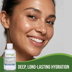 Pouring Freskáro glycerin into a hand demonstrating easy application benefit