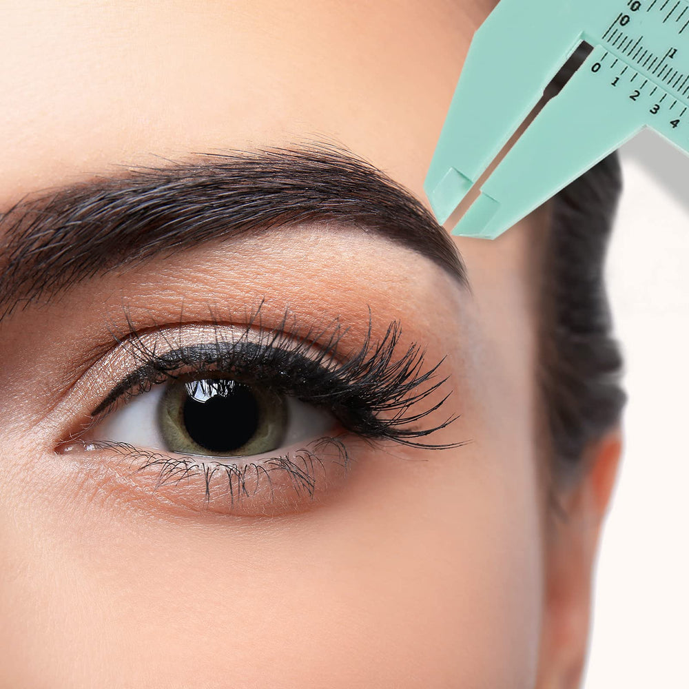 Frienda caliper used on eyebrow mapping demonstrating repeatable layout and accuracy