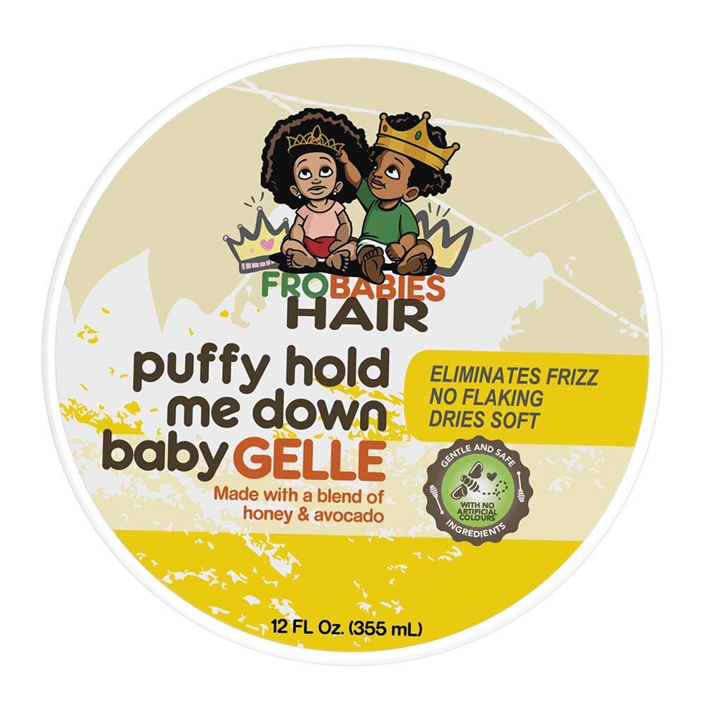 FroBabies Hair next to hand showing compact size and travel-friendly benefit
