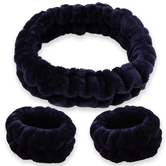 FROG SAC front view of black headband and wristbands showing set benefit