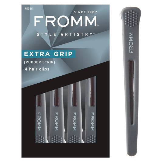 Fromm clip front view showing grip and smooth jaw for secure styling