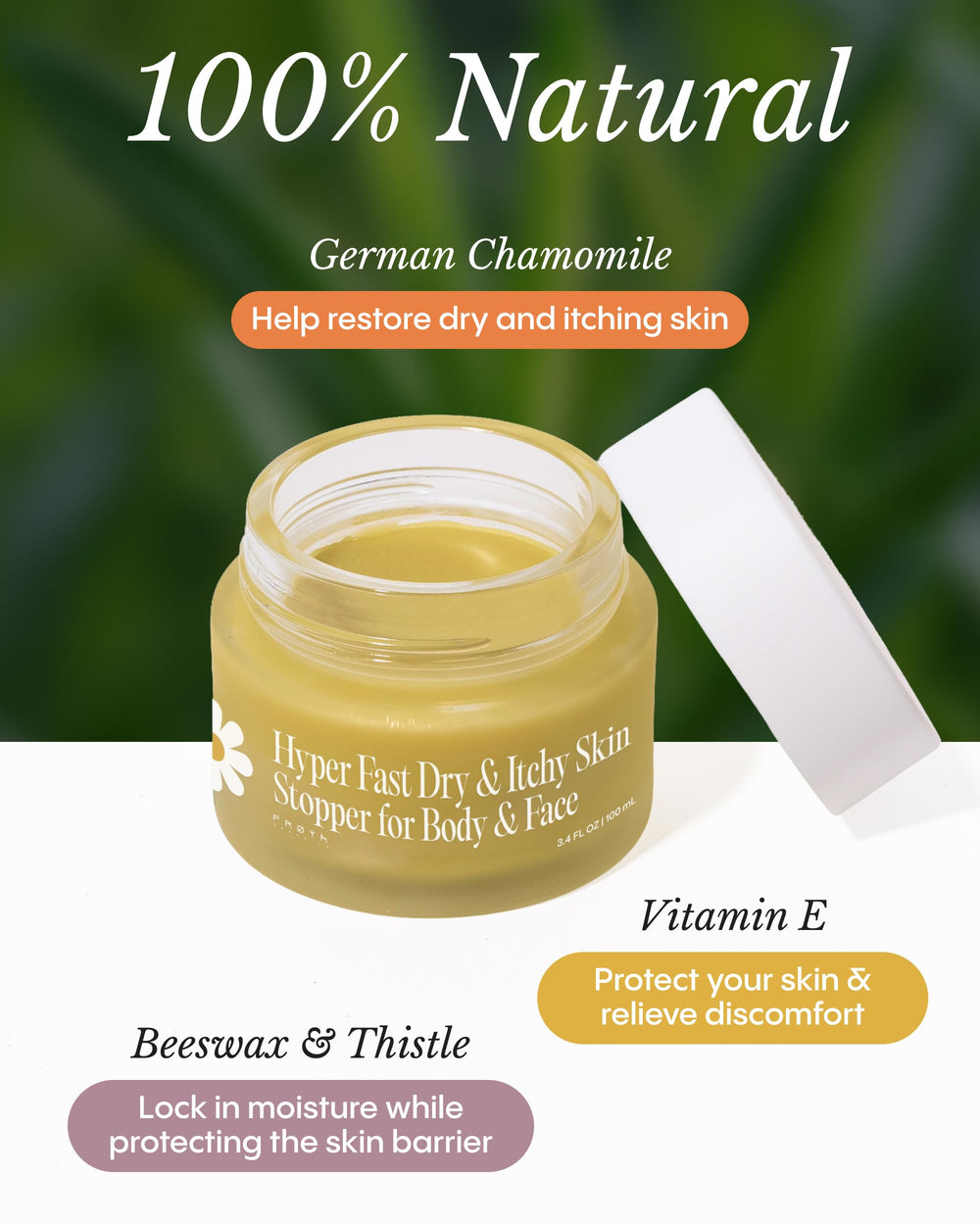 FRØYA balm used as a facial spot treatment, targets redness and flaky patches effectively