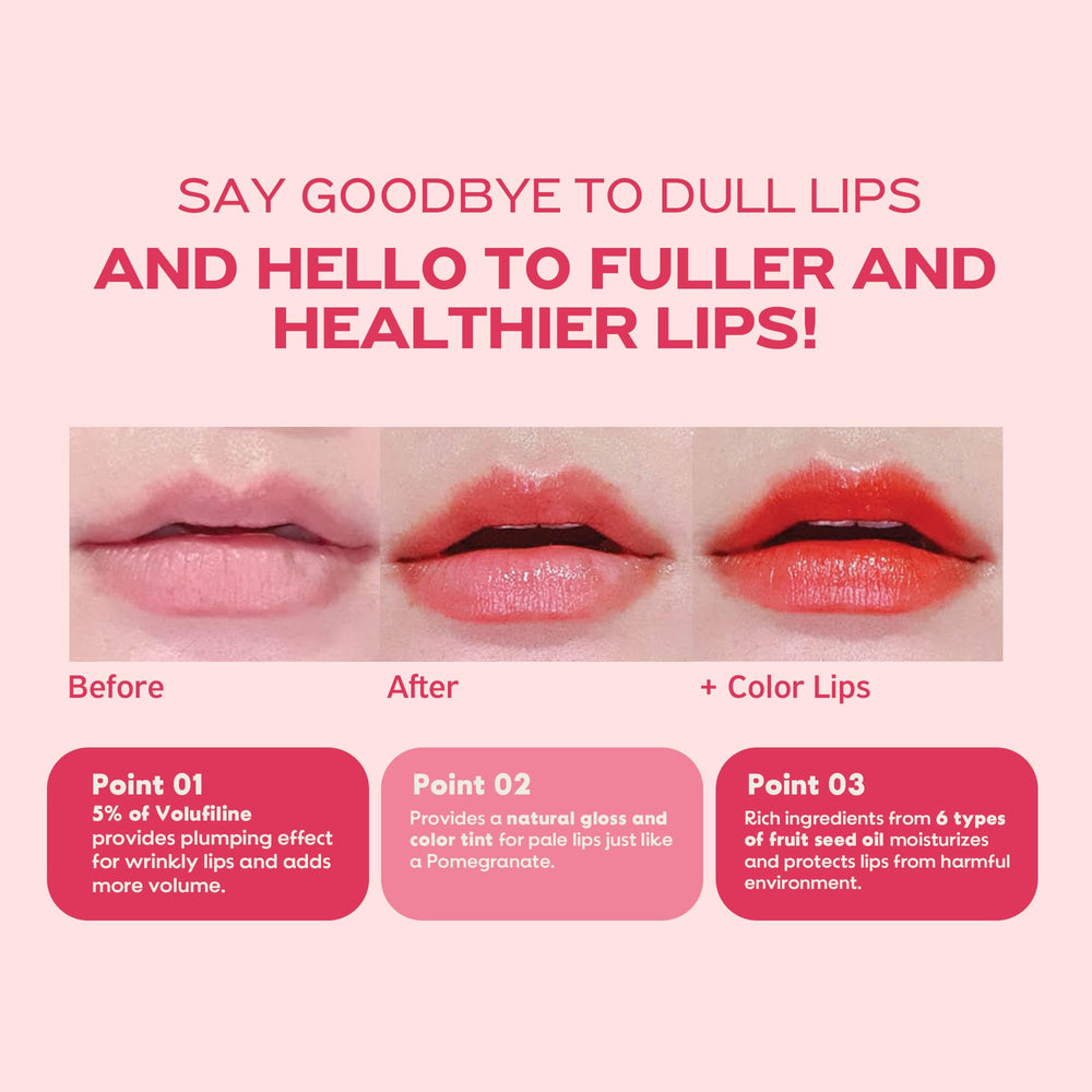FRUDIA lip balm next to finger to show compact size and portability benefit