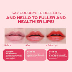 FRUDIA lip balm next to finger to show compact size and portability benefit
