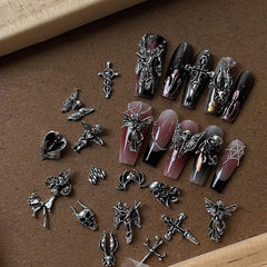 FRUZJAY front packaging showing 32-piece Halloween nail charms set and clear benefits