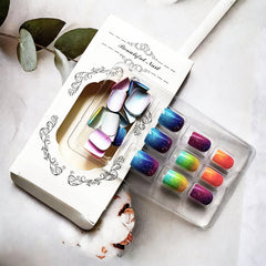 FRUZJAY nails worn on hand for scale, demonstrates natural short-square fit
