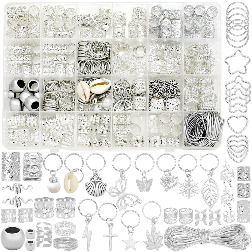 Fscwlmon front packaging showing full 309-piece hair jewelry set and contents for styling