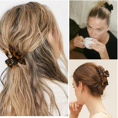 Fsmiling half‑up hairstyle with clip showing quick polished everyday styling
