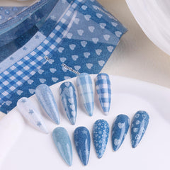 FSpronail finished nails showing matte and glossy denim looks for styling options