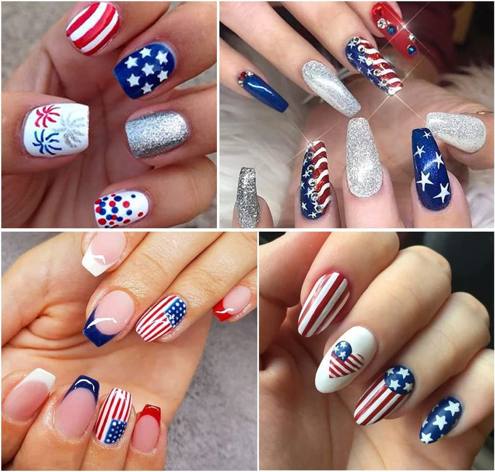 FUKIDOG stickers applied on fingers demonstrating quick DIY festive nails