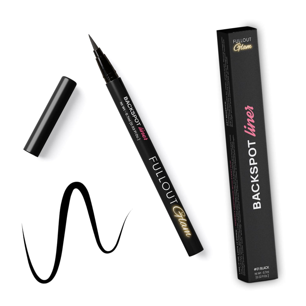 Full Out Glam liner front view showing sleek pen design and portability