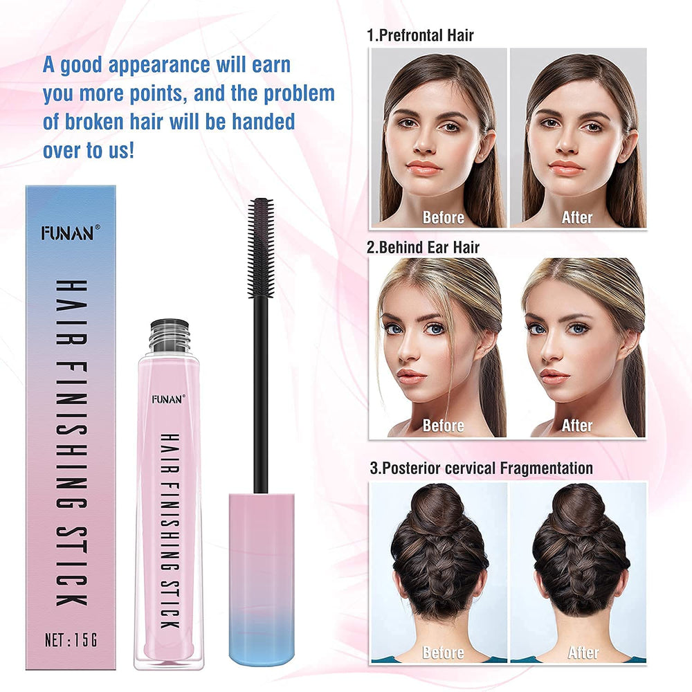 FUNAN being applied to hairline to tame flyaways and baby hairs