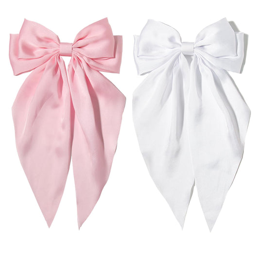Furling Pompoms front view shows two large satin bows for polished styling