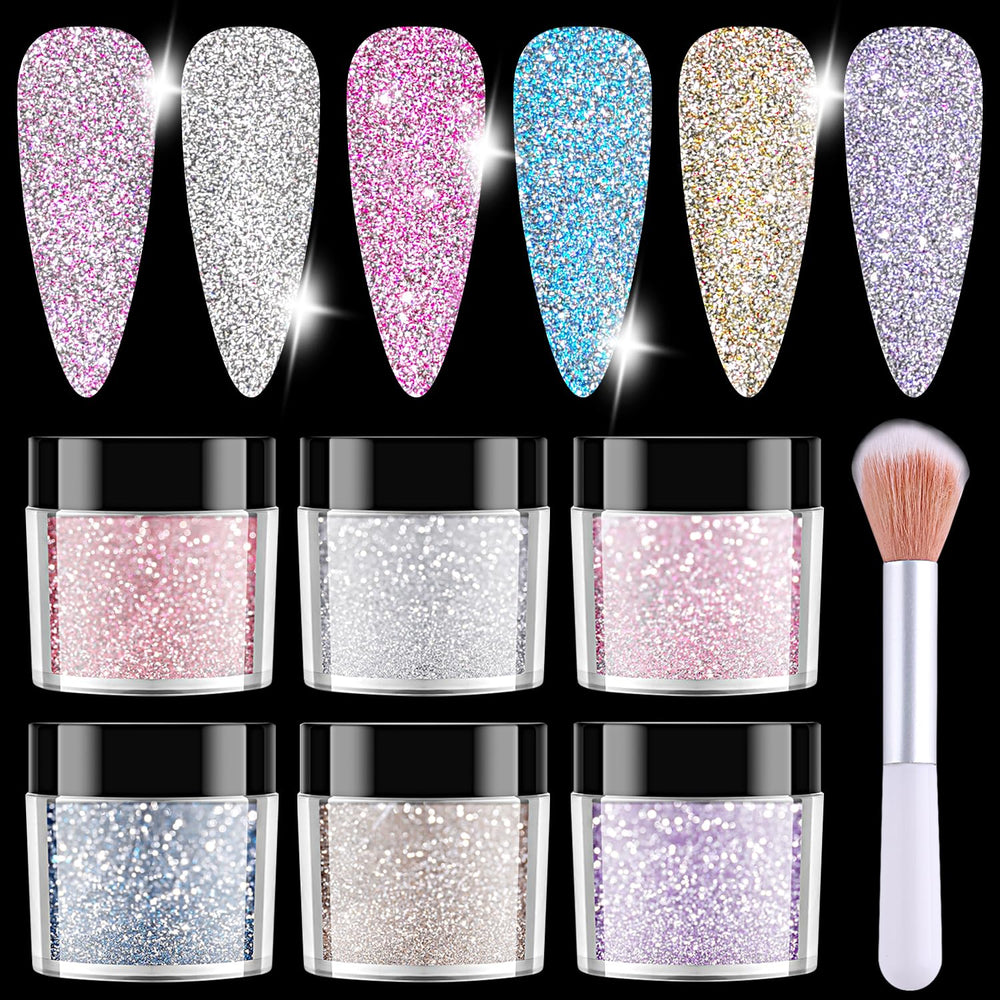 Furtherpretty front packaging showing six glitter jars and brush, ideal for salon-ready shine