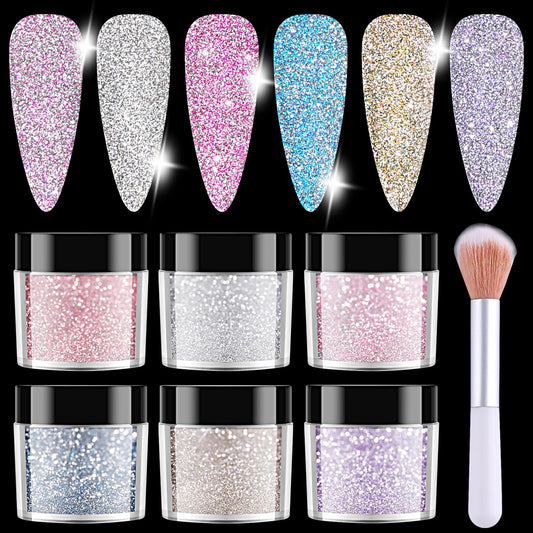 Furtherpretty front packaging showing six glitter jars and brush, ideal for salon-ready shine