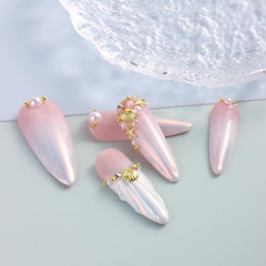 Furtherpretty charm applied on an accent nail demonstrating dimensional ocean look