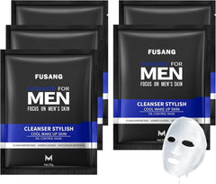 Fusang front packaging showing five individually wrapped masks and benefits