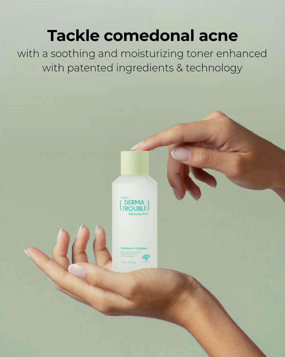 FUSIDYNE bottle next to ruler showing 150 ml scale and travel-friendly size benefit