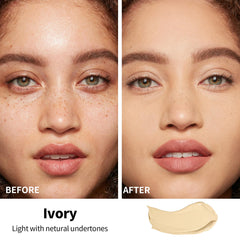 FV close-up swatch showing matte finish and oil-control effect on skin benefit
