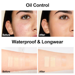 FV foundation blended on half face demonstrating natural matte finish benefit