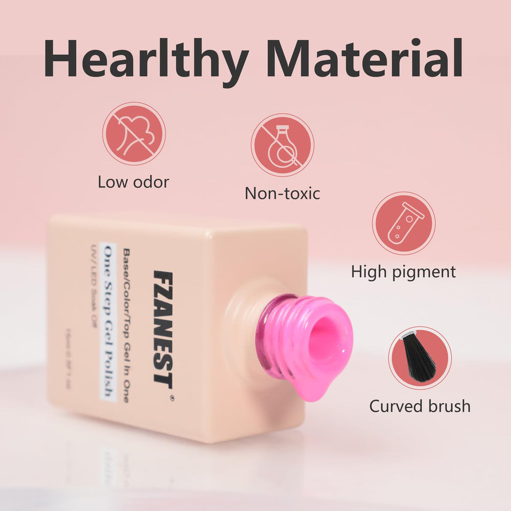 FZANEST manicure setup with cured nails showing professional glossy results