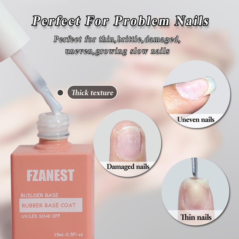 FZANEST swatch on nail tip showing sheer milky finish for natural look