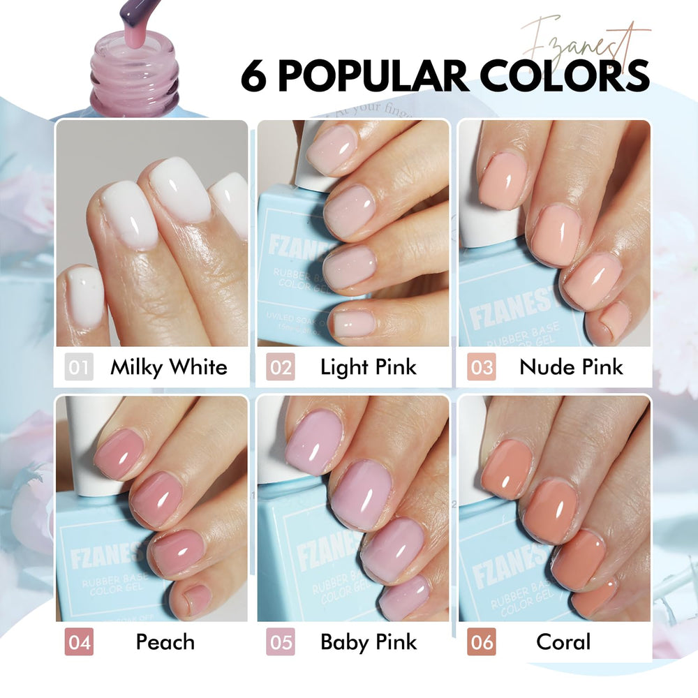 FZANEST color swatch set on display, showing shade range for natural manicures