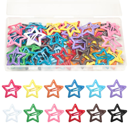 FZWONVUC front pack of 64 star snap clips showing colors and count for convenience