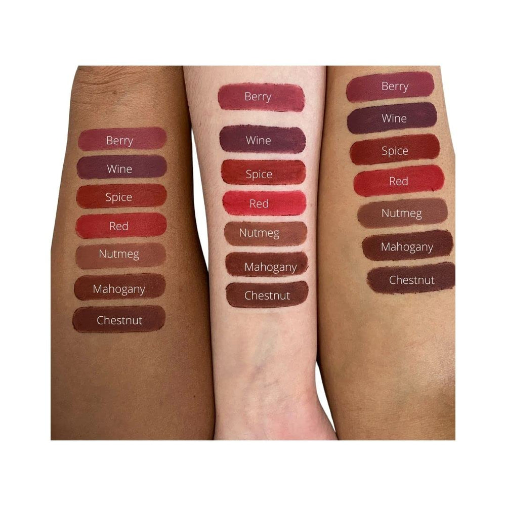 Gabriel Cosmetics Nutmeg in use with precise lipline application benefit