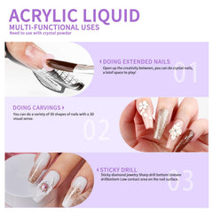Nail technician applying Gadcrystal monomer and acrylic powder for durable extensions
