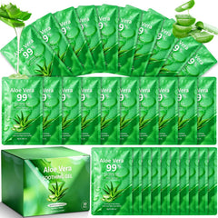 GADMLURY front view of 30 aloe vera gel packets showing compact travel convenience
