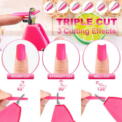 GA&EN clipper demonstrating three angle settings for shaping nails