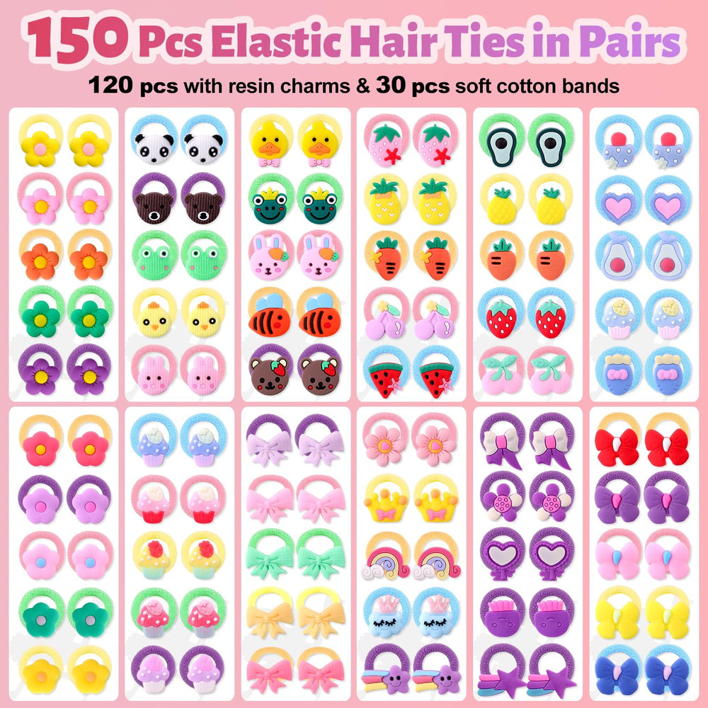 GA&EN hair ties next to an adult hand for scale, showing petite size suitable for infants