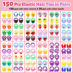GA&EN hair ties next to an adult hand for scale, showing petite size suitable for infants