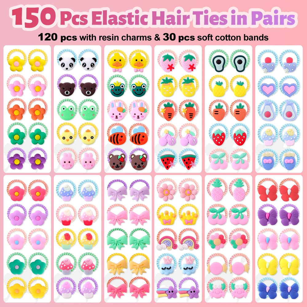 GA&EN matching twin ponytails using paired charm elastics