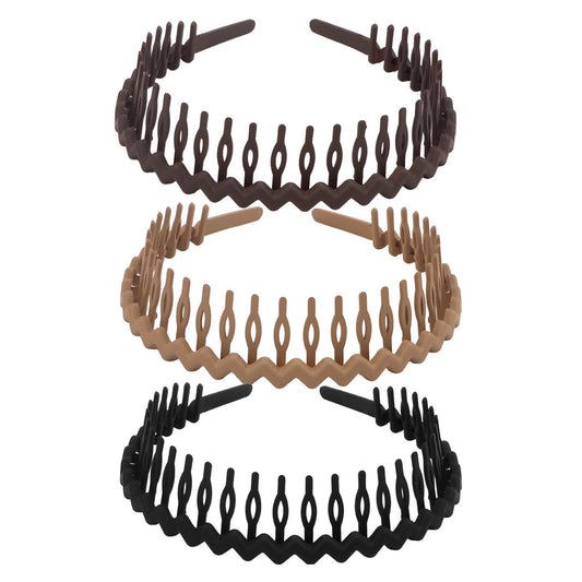 GAFATORY front view of three headbands showing packaging and neat set benefit