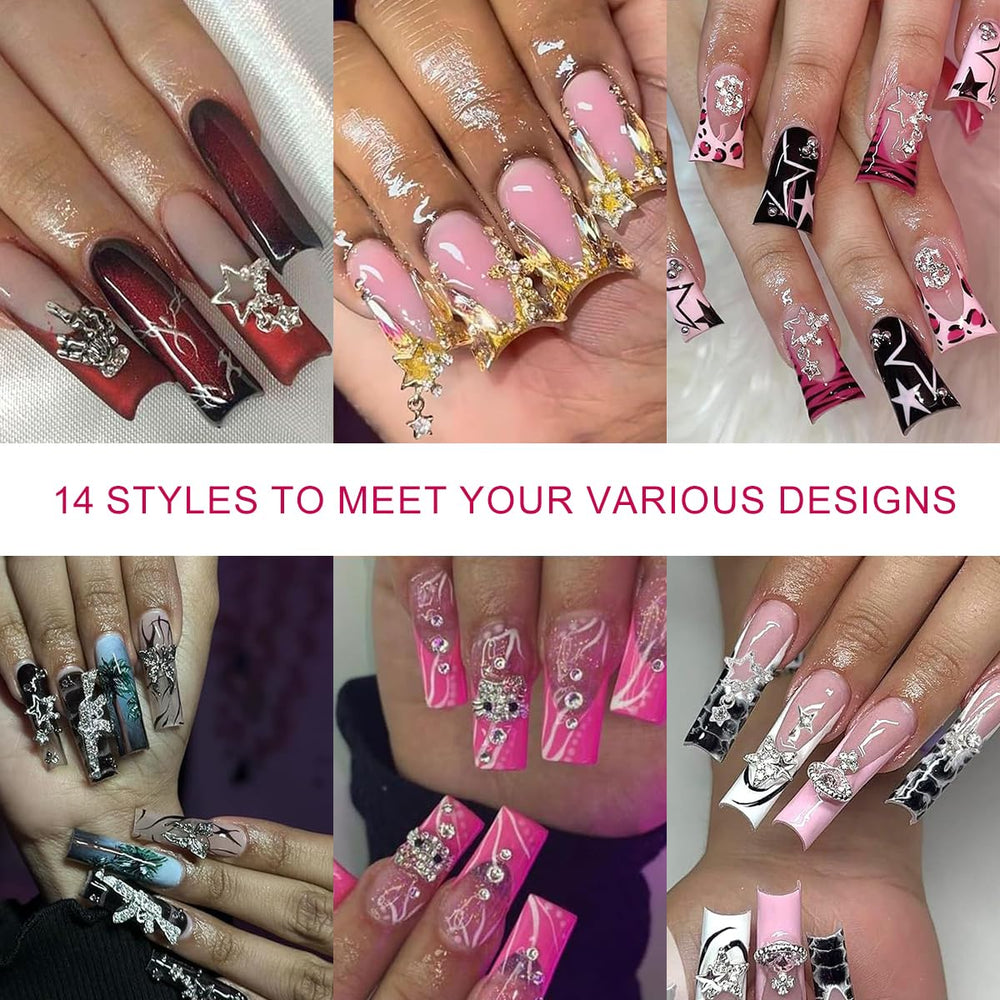 Ganepwns charms applied to acrylic nail demonstrating dimensional manicure effect