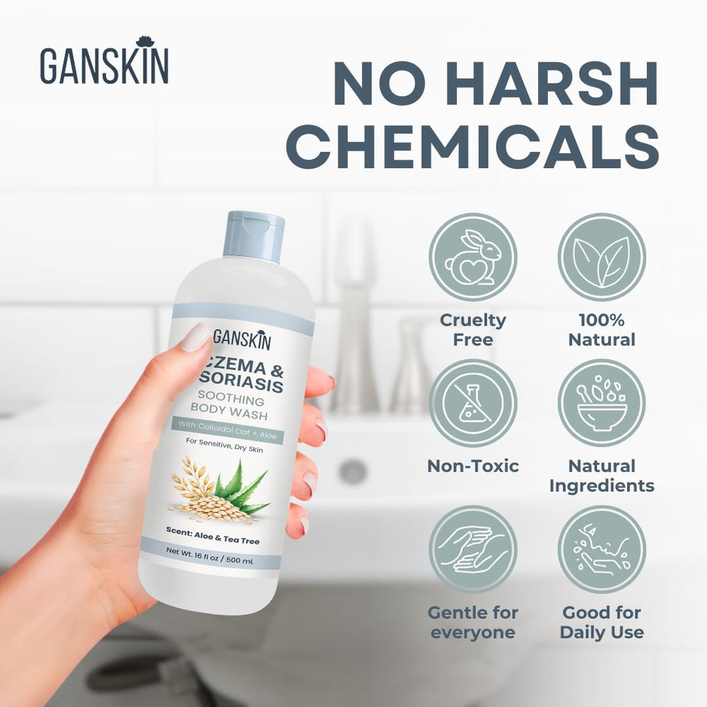 Ganskin used during a baby bath scene offering calming, gentle care benefit