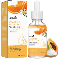 Ganskin bottle front view showing clear serum and branding for brightening