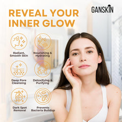 Ganskin applying serum to face for even tone and visible radiance