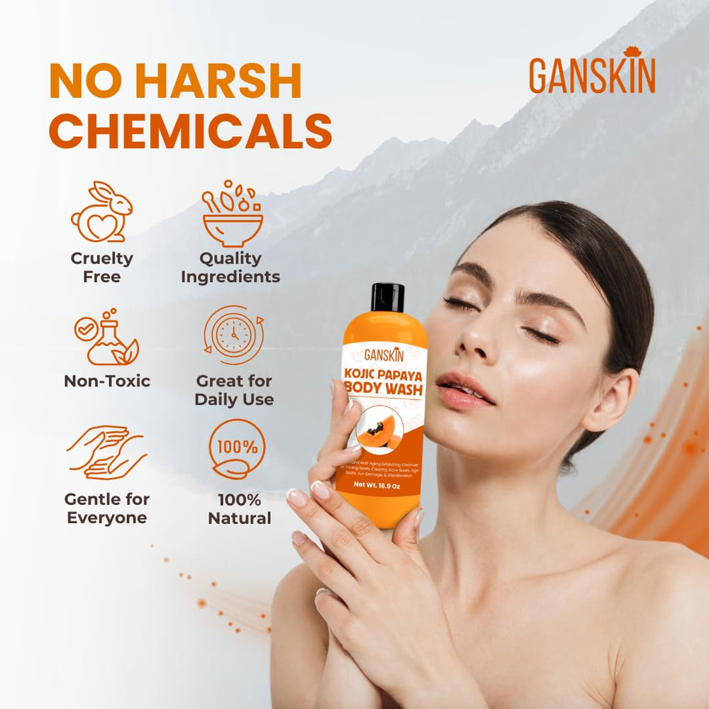 Ganskin foam on underarm demonstrating brightening-targeted use