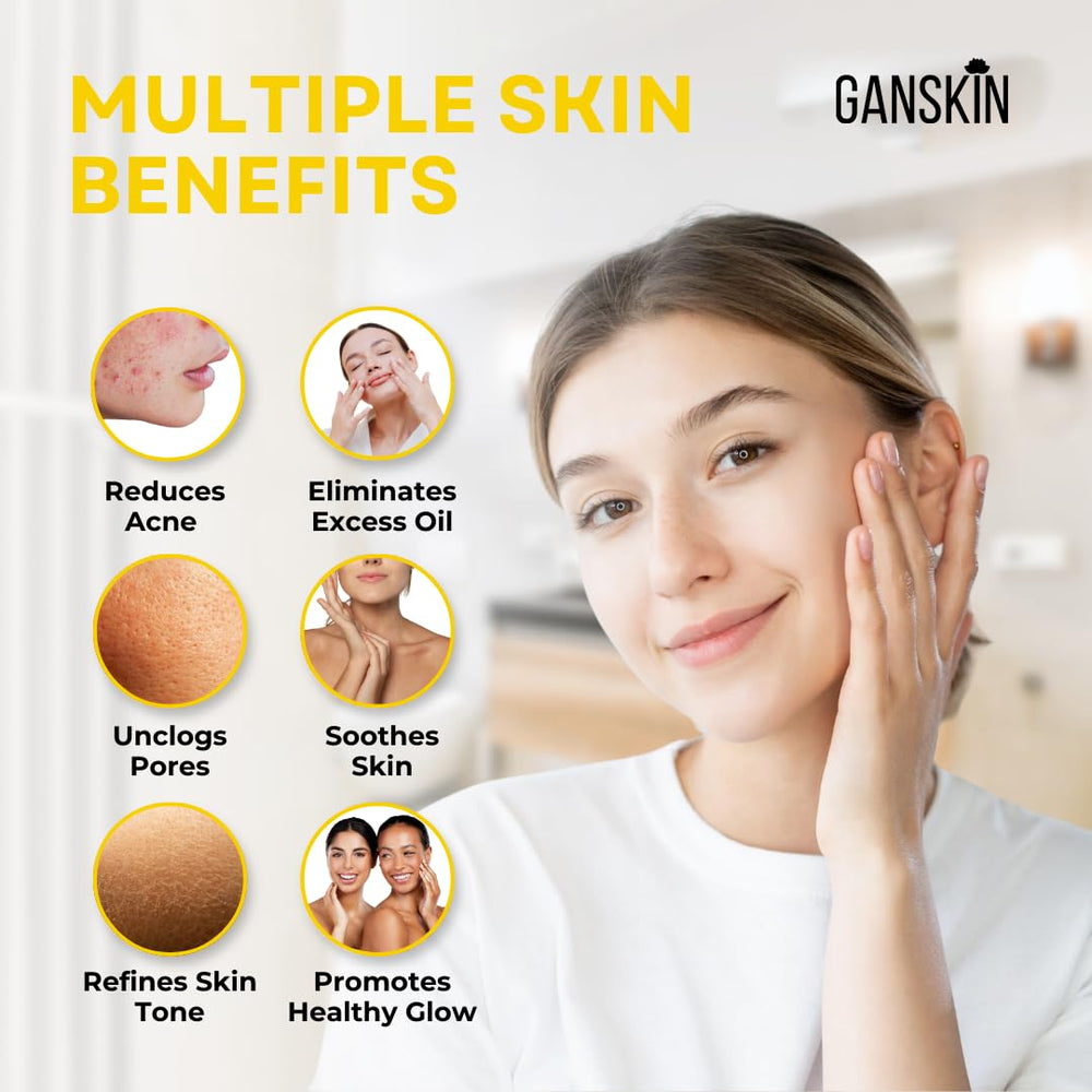 Ganskin sulfur soap lather in hand demonstrating gentle foam and cleansing