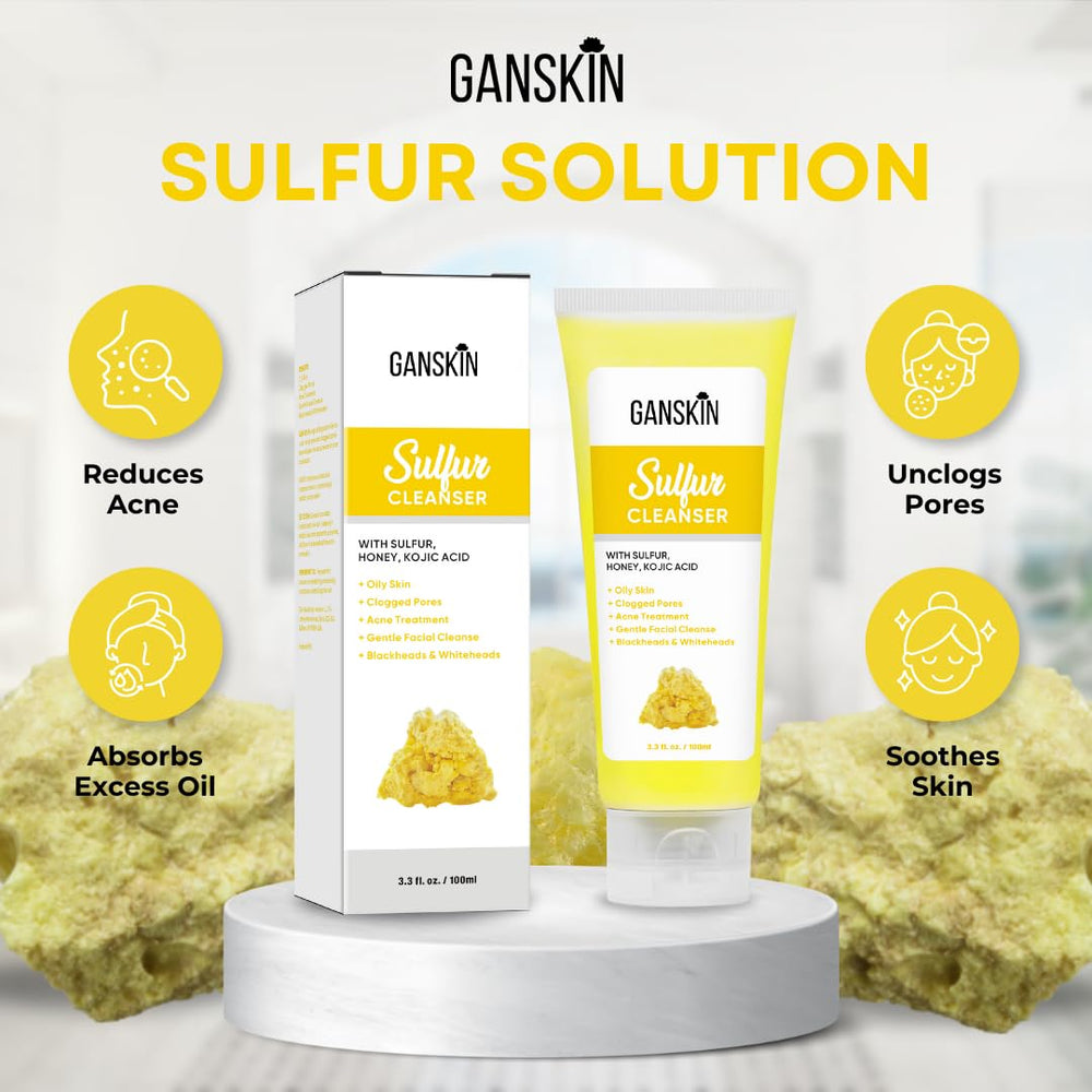 Ganskin sulfur soap beside ruler showing actual bar size for scale