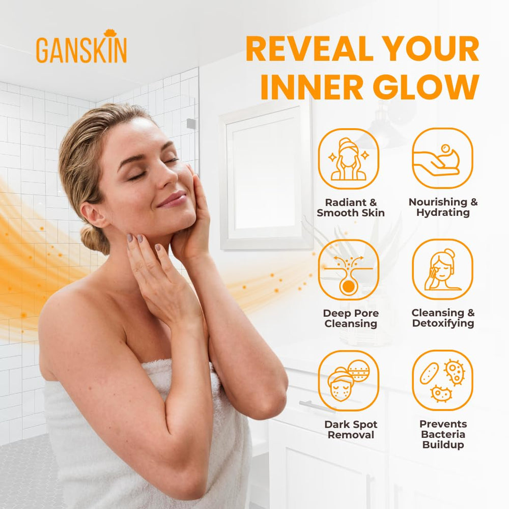 Ganskin close-up golden lather highlighting gentle exfoliation