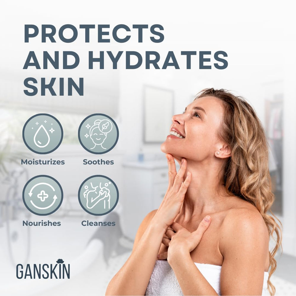 Ganskin cream-gel texture close-up highlighting moisturizing, silky feel on skin