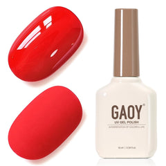 GAOY bottle front view showing vibrant red polish and large 16ml volume