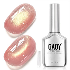 GAOY bottle front showing 4132 Sunset Pink and included magnet for easy styling