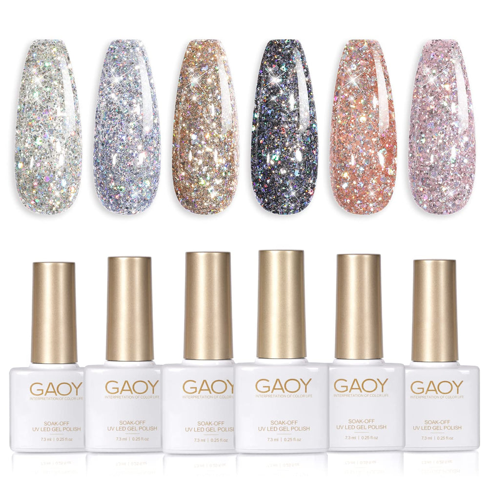 GAOY kit front packaging showing six glitter chrome colors and convenience