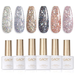 GAOY kit front packaging showing six glitter chrome colors and convenience