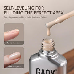 GAOY brush applying builder gel to nail demonstrating easy sculpting and extension support